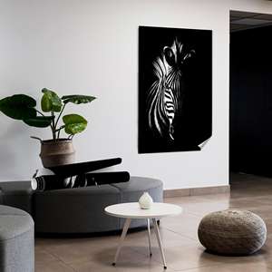 Impression sur toile Golden Zebra Art – Décoration élégante sur le thème de la faune, toile roulée 1P - Product Image 1