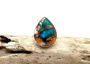 Turquoise Gemstone Women's 925 Sterling <b>Silver</b> Rhodium Plated <b>Boho</b> Style Wedding Trending Handmade <b>Ring</b> Gift Mom - Product Image 2