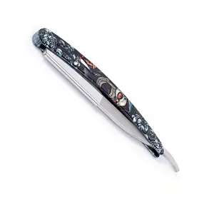 Maquinilla de afeitar recta de etiqueta privada Moq bajo, maquinilla de afeitar de Metal galvanoplastia con logotipo personalizado para hombres, maquinilla de afeitar para Barba con caja para hombres - Product Image 3