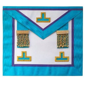 2025 Venta caliente Worshipful Master Delantal Blanco Turquesa y azul real con borlas Masonic Regalia Delantales OEM con servicio - Product Image 1