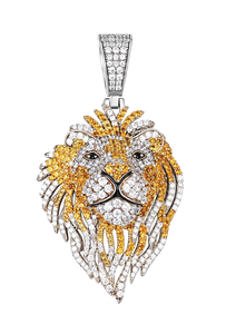 Colgante de León con Moissanita de Dos Tonos, Piedras de Moissanita VVS con Baño de Oro de 14K y Rodio para Fiestas - Product Image 4