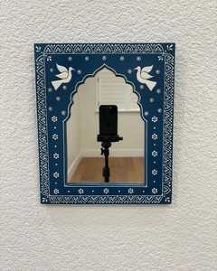 Miroir mural rectangulaire de haute qualité avec incrustations en os, design Art Déco, style ethnique, pour décoration de mariage, décoration murale, salon - Product Image 5
