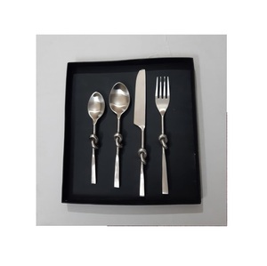 Ensemble de couverts en acier inoxydable, ensemble de couverts en métal Unique avec huit formes de nœud, poignée faite à la main, couverts de restaurant - Product Image 1