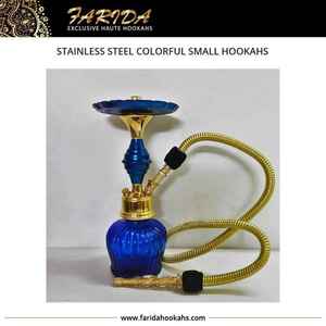 Venta al por mayor de cachimbas pequeñas de acero inoxidable portátil egipcio conjunto de cristal de colores con laca técnica competitiva precio de fábrica - Product Image 2