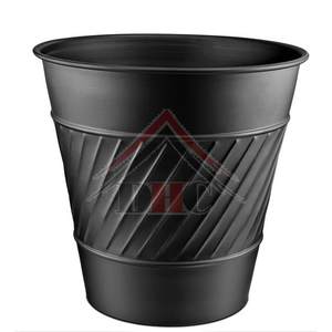 Maceta moderna de lujo de metal negro mate con diseño acanalado, redonda, decorativa, para plantas de interior y exterior, para decoración del hogar. - Product Image 2