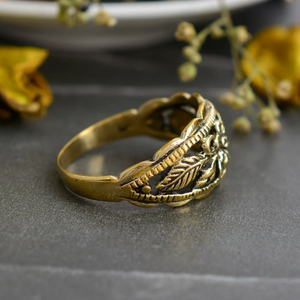 Anillo de latón con patrón Floral, venta al por mayor, anillo llamativo ajustable hecho a mano chapado en oro para mujer, joyería, diseño de flores, anillo artesanal - Product Image 6