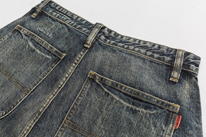 Vente en gros de jeans surdimensionnés vintage droits de haute qualité à imprimé vierge personnalisé pour homme pantalon Hip Hop ample en denim pour hommes - Product Image 3