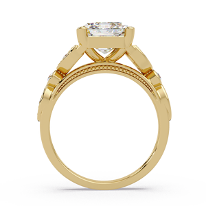 Luxury Antique <b>Emerald</b> Cut Lab Grown Diamond <b>Ring</b> 3.00 Ct IGI Certified 14K Pure Gold Vintage Milgrain <b>Ring</b> For Bridal <b>Rings</b> - Product Image 4