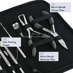 Kit d'outils d'extension de cheveux de haute qualité poignée souple en acier inoxydable Mini ciseaux crochet de traction de cheveux microbilles dissolvant pince colle - Product Image 3