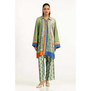 Ensemble coordonné en soie charmeuse satinée imprimée IUSTTS-1456, style bohème pour le printemps/été - Product Image 4