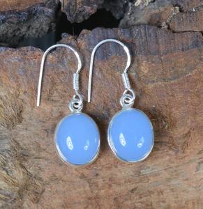 ต่างหูพลอยคาลซิโดนีสีเงินสเตอริ925สไตล์โบฮีเมียนต่างหูสำหรับงานครบรอบของผู้หญิง - Product Image 2