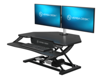 Bureau d'angle électrique VersaDesk PowerPro Elite, convertisseur moderne en bois massif, réglable en hauteur, noir, pliable et convertible