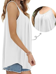 Elegante Camiseta sin Mangas con Tirantes Finos y Pliegues para Mujer, Blusa Holgada Informal de Verano, Tejido Suave y Cómodo - Product Image 2
