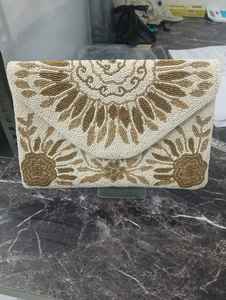 Custom Made Handcrafted Silk Beaded Clutch <b>Bags</b> Intricate Patterns Shimmering Glass Beads <b>Sequins</b>-Classic Fashion Casual Party - Product Image 3