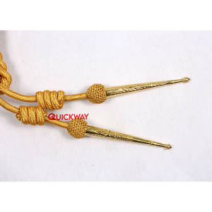 Cordón de hombro de uniforme ceremonial cómodo de Aiguillette de lingotes dorados de la mejor calidad con dos puntas de Metal dorado - Product Image 3