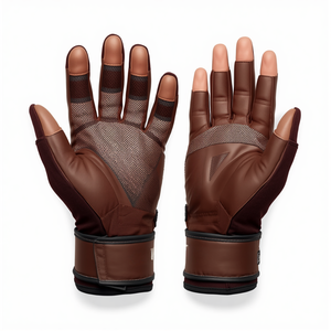 Gants de hockey sur gazon en PVC marron sans doigts, légers, extensibles, rembourrés, protecteurs pour l'entraînement, la pratique, les matchs, les clubs de hockey - Product Image 2