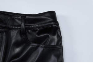 Pantalones de cuero con corte de bota elegante para mujer, cuero genuino de alta calidad, ajuste perfecto para ropa informal y formal - Product Image 3