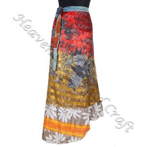 คอลเลกชันที่สวยงามของกระโปรงผ้าไหมส่าหรีวินเทจจากอินเดีย Boho สไตล์ฤดูร้อนสวมใส่สบายแฟชั่น Boho - Product Image 5