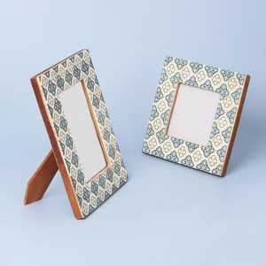 กรอบรูปเรซินสีฟ้าสีขาวตกแต่งดอกไม้เรซิ่นกรอบไม้งานฝีมือ - Product Image 2