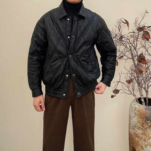 Veste en cuir et toile de haute qualité, personnalisable, écologique, à séchage rapide, chaude pour l'hiver, respirante, coupe-vent, nouvelle mode tricotée - Product Image 2