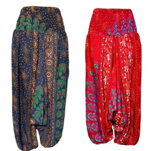 <b>Women's</b> Rayon <b>Floral</b> Print Canvas Aladdin Straight <b>Trouser</b> Mid Elastic Waist Skinny Fit Boho Lounge Summer Travel Wear - Product Image 1