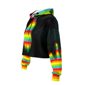 Sublimado lindo Plaid manga larga Crop Top sudaderas con capucha para niños niñas mujeres invierno moda sudaderas con diseño OEM - Product Image 4