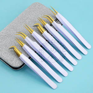 แหนบต่อขนตาแบบพรีเมี่ยมปลายโค้งงอ90องศาสีขาวที่ยึดไฟเบอร์บูตทรงโค้งมีปริมาณมาก - Product Image 1