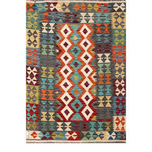 Alfombra Kilim de Maimana, Afganistán, 141 x 98 cm, Alfombras y Juegos de Alfombras - Product Image 1