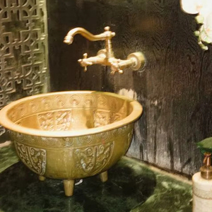 Évier en laiton artistique pour la décoration personnalisée de la salle de bain, améliorant l'intérieur avec une expression métallique artisanale - Product Image 1