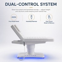 Table de Soin Esthétique Électrique Blanche Réglable Hydraulique avec Base Lumineuse LED et Télécommande pour Traitement Facial – Équipement de Salon