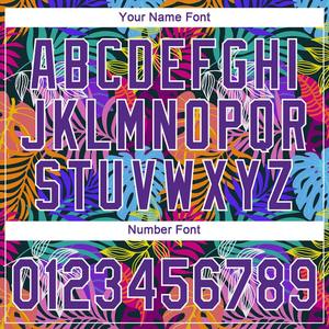 Blanc personnalisé violet-blanc motif 3D Design Hawaii palmiers authentique maillot de baseball - Product Image 6