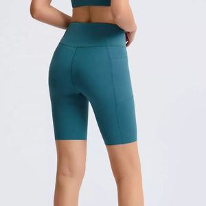 Pantalones cortos de mujer personalizados de alta calidad, pantalones cortos informales de verano, tela elástica ligera, entrenamiento físico, conjuntos de Yoga sin costuras - Product Image 3