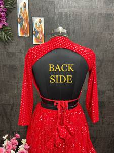 VESTIDO DE NOVIA GEORGETTE HEAVY BORDADO SECUENCIA TRABAJO LEHENGAS CON TRABAJO DUPATTA - Product Image 6