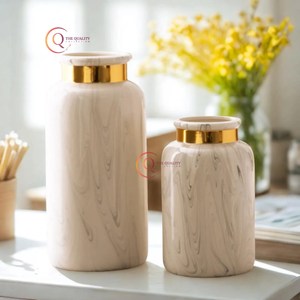 Vase en marbre blanc Pot de fleur affichage de fleurs mariage pendaison de crémaillère cadeau table pièce maîtresse décor décor décor à la maison à coût réduit - Product Image 1