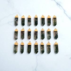 Pendentif crayon en agate de mousse plaqué or pour la fabrication de bijoux, boucles d'oreilles et colliers - Product Image 1