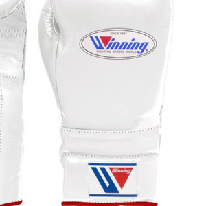 ถุงมือชกมวยแบบผูกเชือก Winning สีขาวแดง หนังแท้ สำหรับการแข่งขัน ฝึกซ้อม และสปาร์ริง ระดับมืออาชีพ น้ำหนัก 8 ออนซ์ 10 ออนซ์ 12 ออนซ์ - Product Image 5