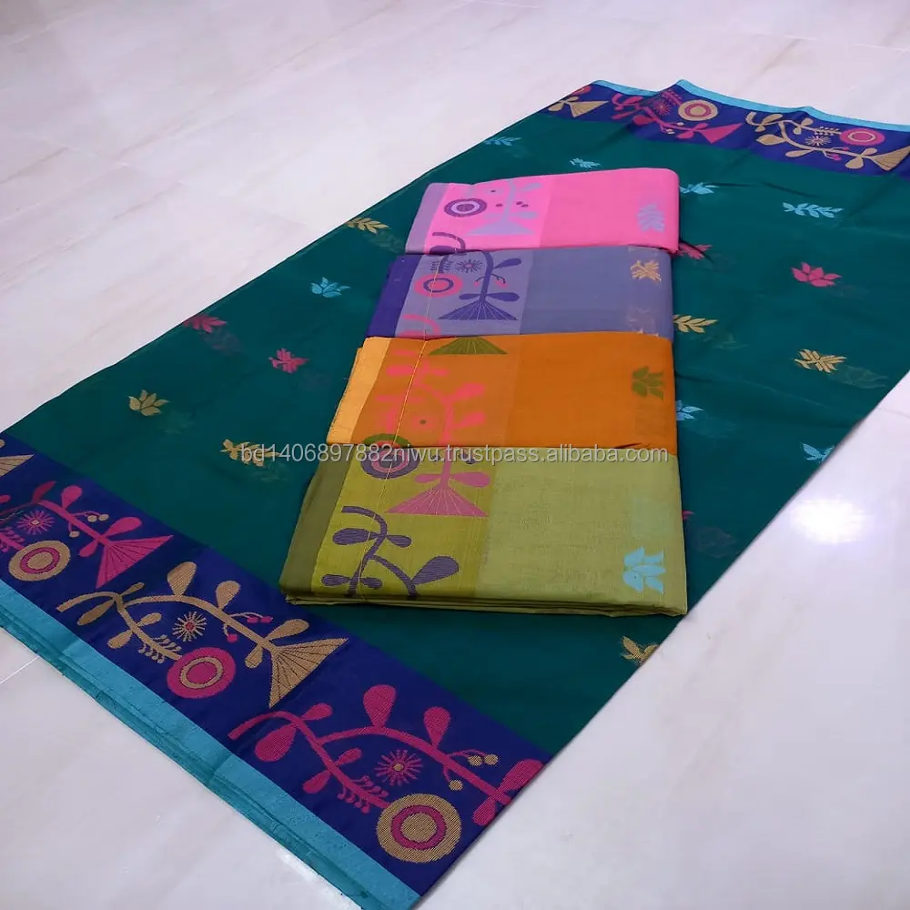 Bellissimo sari per tessitura pesante puro per abbigliamento da festa fornitore di sari da donna di alta qualità dal Bangladesh