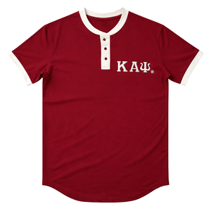 Chemise Henley Premium Kappa Alpha Psi Krimson, taille réelle, mélange de coton doux, patte de boutonnage, blason brodé de lettres grecques - Product Image 4