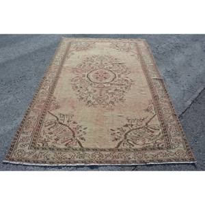 พรมปูพื้นสไตล์ตุรกีโบราณขนาด5.7 X 8.7ft สีเบจสีน้ำตาลขนาดใหญ่พรมในห้องยางพาราดีไซน์เย็บปะติดปะต่อกันทำจากขนสัตว์สำหรับวัยรุ่นทางเดินทรงสี่เหลี่ยมผืนผ้า - Product Image 1