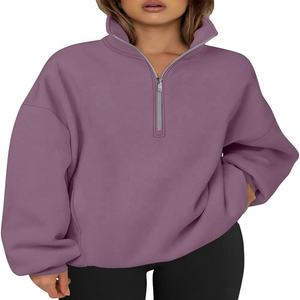 Sweat-shirts à demi-zip pour femmes avec logo personnalisé - Vêtements de sport respirants en gros pour l'extérieur - Product Image 4
