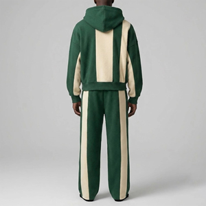 Streetwear Custom Made Fashionable 2-Piece Winter Wear Color Block Heavyweight Hooded Oversized Hoodie & Jogger <b>Sweatpants</b> <b>Set</b> - Product Image 3