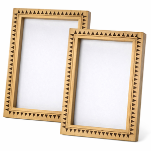 Nuevo Marco de Fotos de Madera con Borde de Patrón Triangular, Marco de Fotos Decorativo Hecho a Mano para Decoración del Hogar y Exhibición en la Oficina - Product Image 1