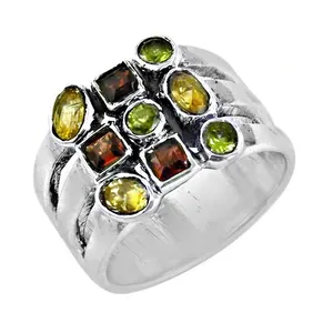 Women's 925 <b>Silver</b> Cocktail <b>Ring</b> with Zircon Gemstone Marquise Geometric Shape Rhodium Plated 10K Gold <b>Statement</b> Jewelry - Product Image 1
