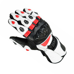 ถุงมือมอเตอร์ไซด์หนังแพะแท้สีดำ/สีขาวกันน้ำชุดกีฬารถจักรยานยนต์ชุดแข่งรถ - Product Image 2