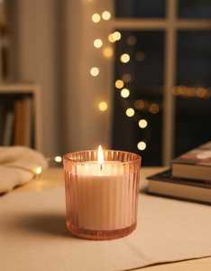 Vela de Vidrio de Diseño Elegante y Lujoso, Vela Perfumada de Cera de Soja en Vidrio Acanalado de Larga Duración y Sin Humo para Decoración del Hogar - Product Image 1