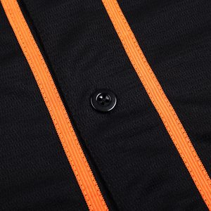 Black <b>Baseball</b> Jersey With Orange Trim Short Sleeve Button Front Mesh Unisex Adult Sport Apparel - Product Image 5