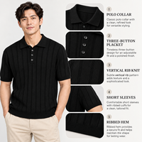 Chemise Homme Personnalisée Tricotée Brodé Vintage Anti-rétrécissement en Mélange Polyester/Coton à Manches Courtes, Motif Uni, Style Business Décontracté