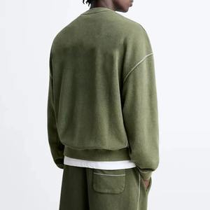 OEM Concevez votre propre survêtement blanc délavé à l'acide 400 450 500 GSM Hommes Hiver 100% Coton Biologique Streetwear Survêtement - Product Image 4