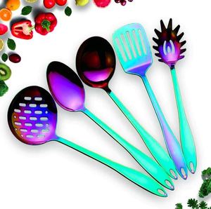 Ensemble de service de nourriture en acier inoxydable à revêtement PVD couleur arc-en-ciel vaisselle couverts ustensiles de cuisine ensemble durable de haute qualité à vendre - Product Image 1