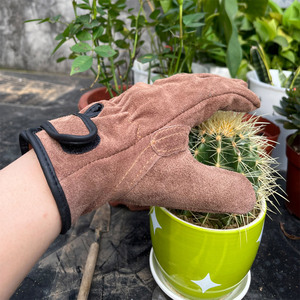 Gants de travail de sécurité à paume pleine en cuir de vache fendu OEM personnalisés taille XL revêtement en latex imperméable et anti-coupure vente en gros - Product Image 4